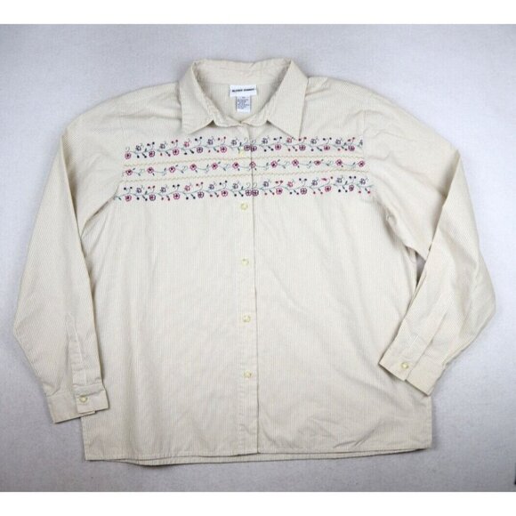 ALFRED DUNNER - WOMEN'S BEIGE STRIPED LONG SLEEVE FLORAL EMBROIDERED TOP - 20 - Picture 2 of 7